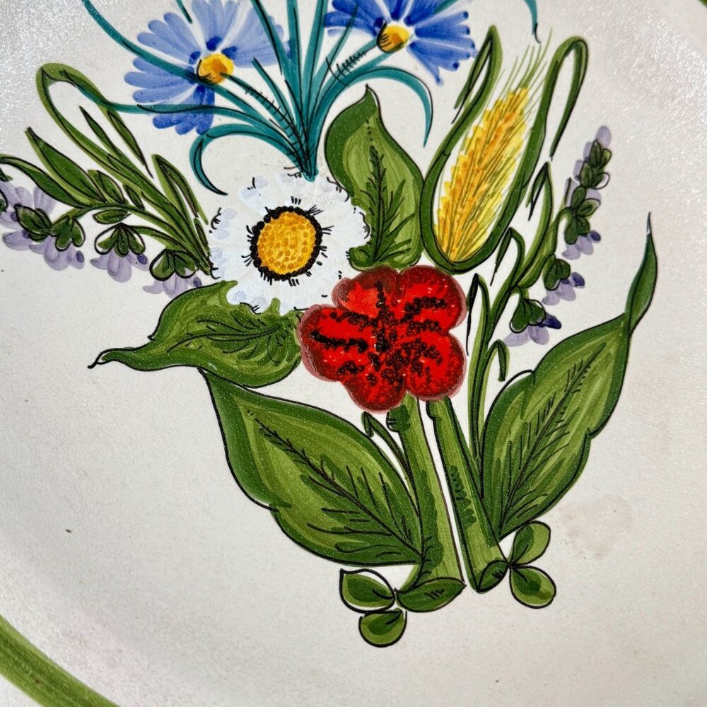 Vintage Hand-Painted Ceramic Plate, La Torre Montecatini Alto, Italian, 13.5" - Picture 6 of 11